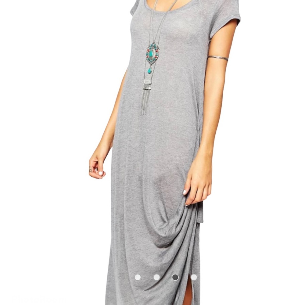 💥SOLD💥 Free People Drape Side Slit Harvest Moon Maxi Dress Grey Small - Picture 4 of 10